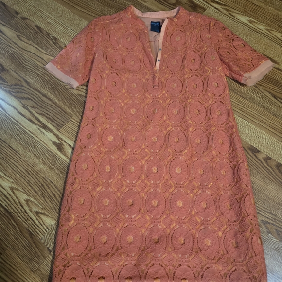 Pre-loved Gabby Skye Orange Lace Midi Dress Size 10 - Picture 7 of 10